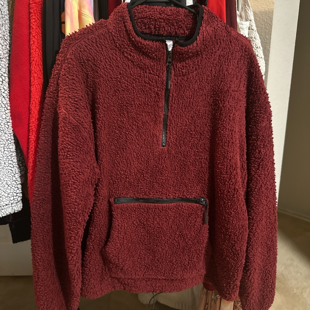 maroon sherpa jacket